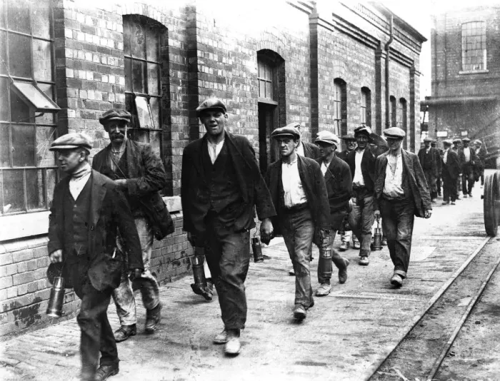 Framed Print : Hometime. 1st August 1926: Miners from the colliery at Crown Farm near Mansfield Framed Print : Hometime. 1st August 1926: Miners from the colliery at Crown Farm near Mansfield