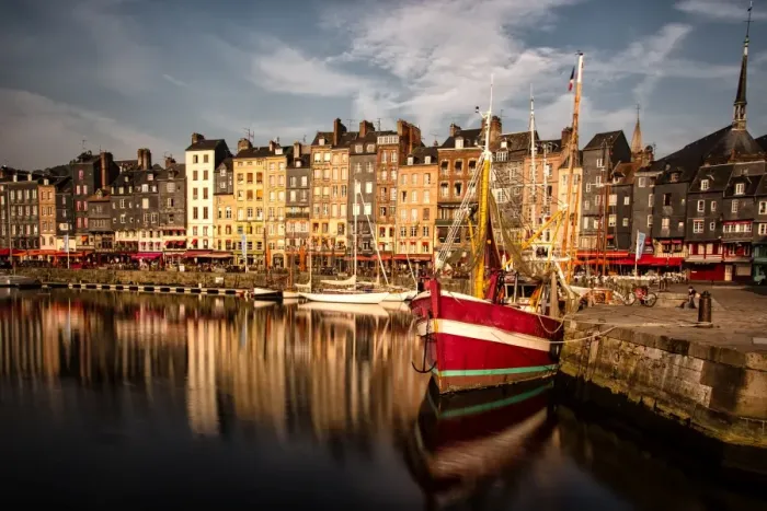 Framed Print : Honfleur. Panorama of french town en harbor of Honfleur in Department of Calvados Framed Print : Honfleur. Panorama of french town en harbor of Honfleur in Department of Calvados