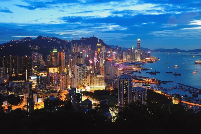 Framed Print : Hong Kong. Cityscape view of Hong Kong with Victoria bay Framed Print : Hong Kong. Cityscape view of Hong Kong with Victoria bay