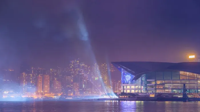 Framed Print : Hong Kong 2015 New Year light show