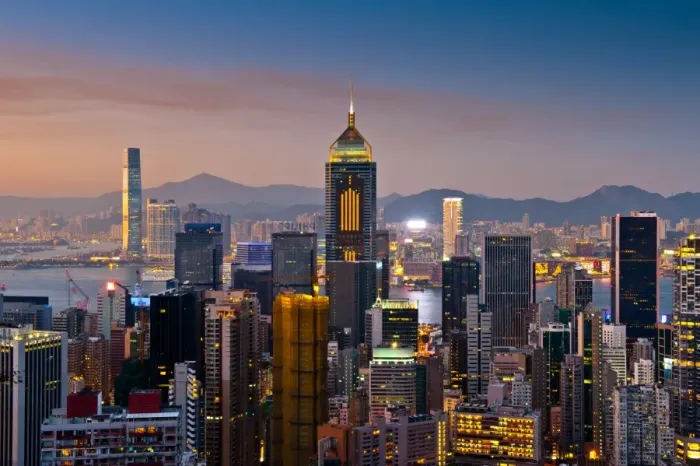 Framed Print : Hong Kong city center building lights Framed Print : Hong Kong city center building lights