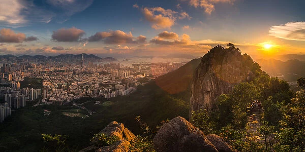 Hong Kong city from Lion Rock mountain