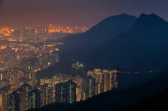 Framed Print : Hong Kong city merge with natural setting