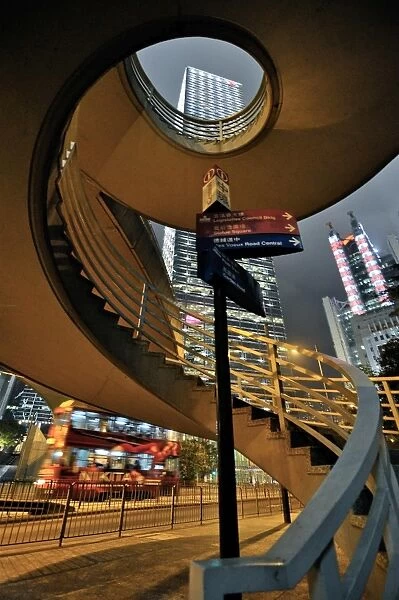 Hong Kong stairway at night