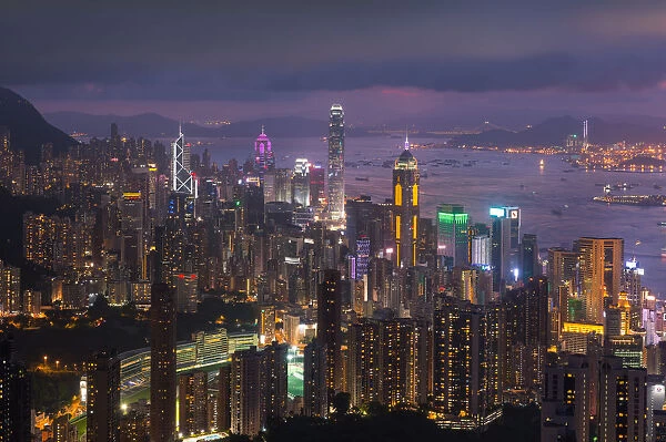 Hong Kong down town illuminated
