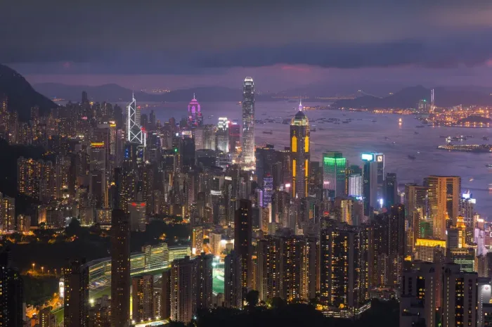 Framed Print : Hong Kong down town illuminated Framed Print : Hong Kong down town illuminated