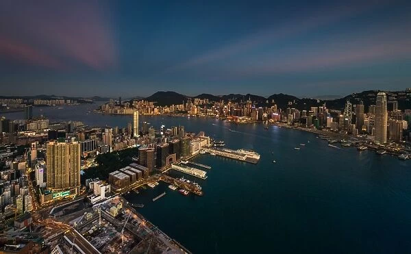 Hong Kong Victoria bay from above