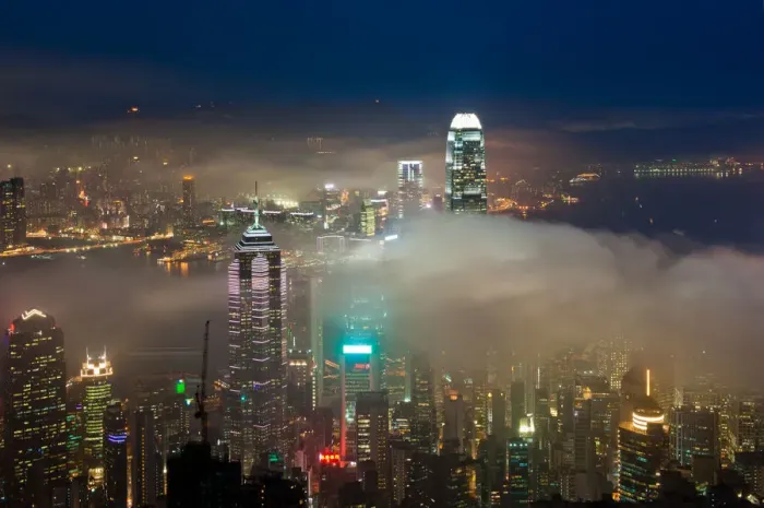 Framed Print : Hongkong fog at night Framed Print : Hongkong fog at night