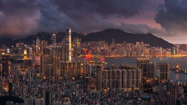 HongKong night view skyline from Beacon hill
