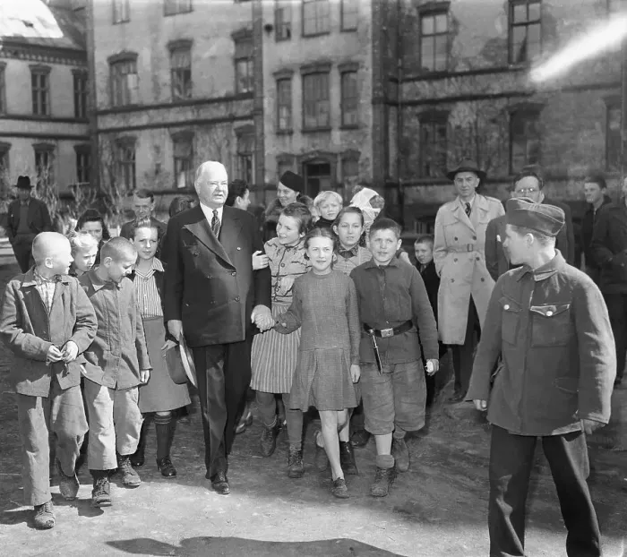 Framed Print : Hoover Surrounded By Polish Children Framed Print : Hoover Surrounded By Polish Children