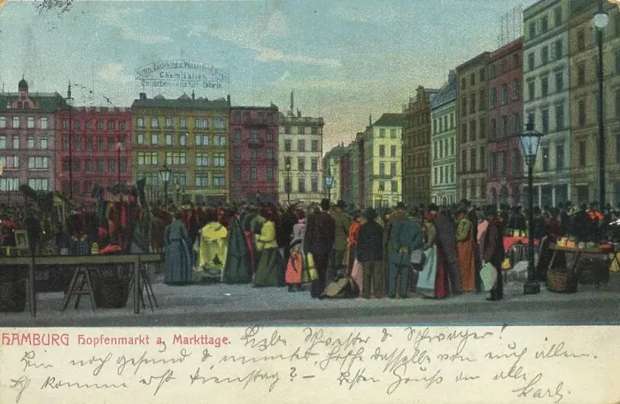Framed Print : The hop market on market day, Hamburg, Germany, postcard with text, view around ca 1910, Historic, digital reproduction of a historic postcard, public domain, from that time, exact date unknown Framed Print : The hop market on market day, Hamburg, Germany, postcard with text, view around ca 1910, Historic, digital reproduction of a historic postcard, public domain, from that time, exact date unknown
