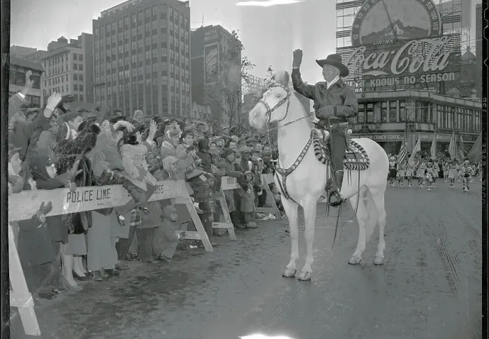 Framed Print : Hopalong Cassidy Greeting Crowd at Barricades Framed Print : Hopalong Cassidy Greeting Crowd at Barricades