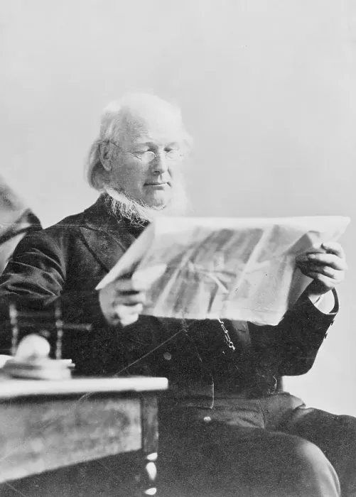 Framed Print : Horace Greeley Reading New York Sun Newspaper Framed Print : Horace Greeley Reading New York Sun Newspaper