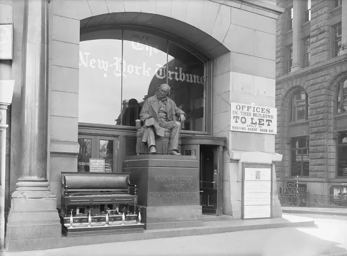 Framed Print : Horace Greeley Statue Outside New York Tribune Building Framed Print : Horace Greeley Statue Outside New York Tribune Building