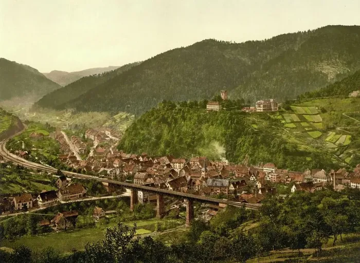 Framed Print : Hornberg im Black Forest, Baden-Wuerttemberg, Germany, Historic, digitally restored reproduction of a photochromic print from the 1890s Framed Print : Hornberg im Black Forest, Baden-Wuerttemberg, Germany, Historic, digitally restored reproduction of a photochromic print from the 1890s