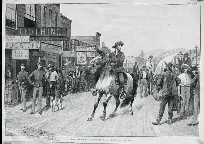 Framed Print : Horse Auction On The Frontier Framed Print : Horse Auction On The Frontier