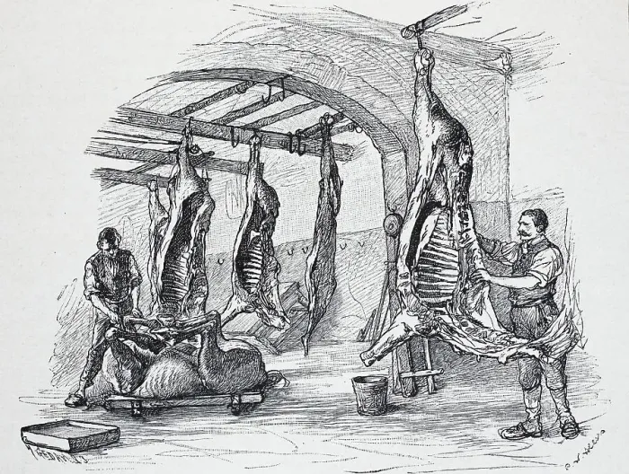 Framed Print : Horse Butcher, Slaughterhouse in Berlin, Germany, Historic, digitally restored reproduction of an original 19th century painting Framed Print : Horse Butcher, Slaughterhouse in Berlin, Germany, Historic, digitally restored reproduction of an original 19th century painting