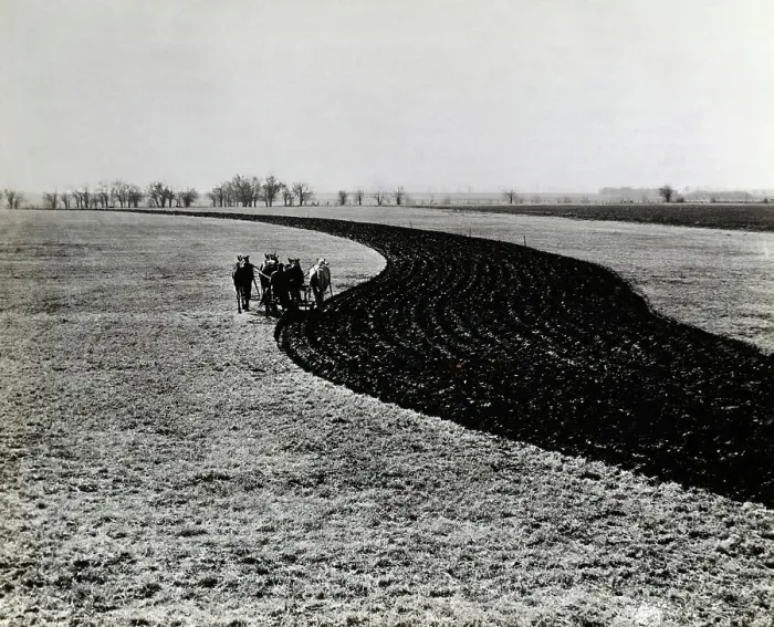 Framed Print : Horse-Drawn Plowing Contour Strip Field Framed Print : Horse-Drawn Plowing Contour Strip Field