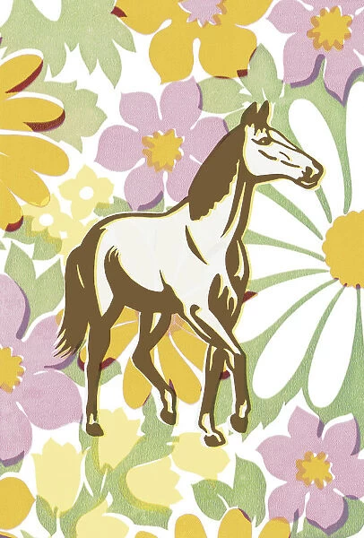 Horse on Flower Pattern