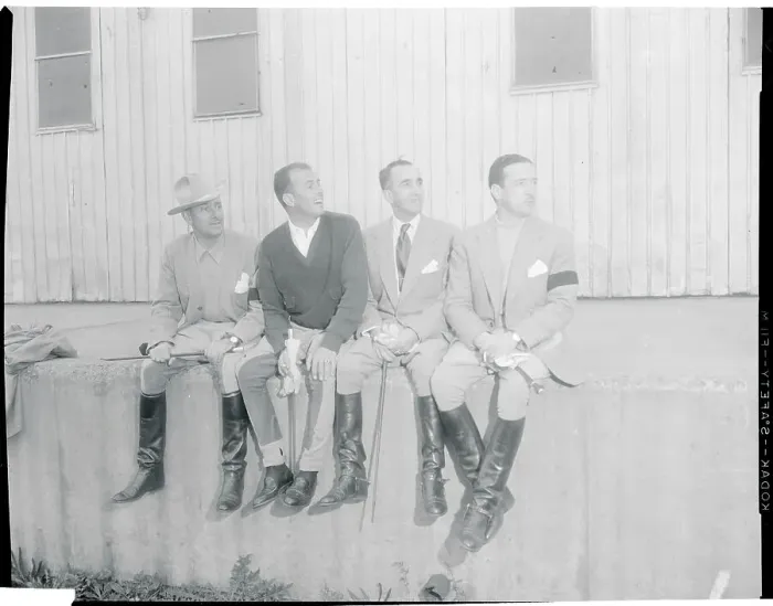 Framed Print : Horse Racers Relaxing on Sidelines