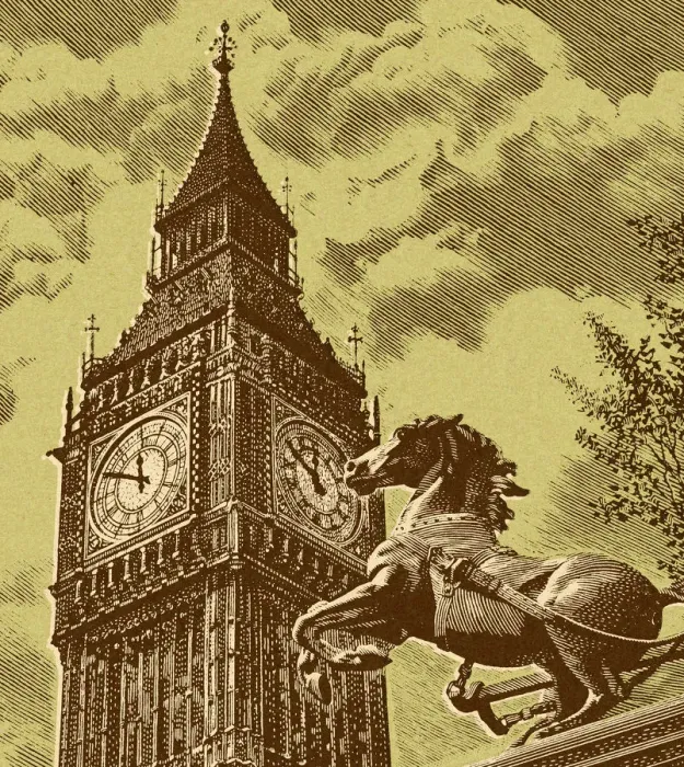 Framed Print : Horse Statue In Front of Big Ben Framed Print : Horse Statue In Front of Big Ben
