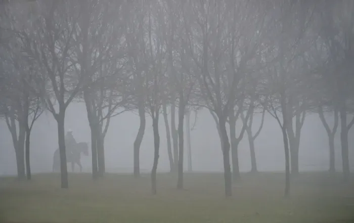 Framed Print : Horseman in the fog Framed Print : Horseman in the fog