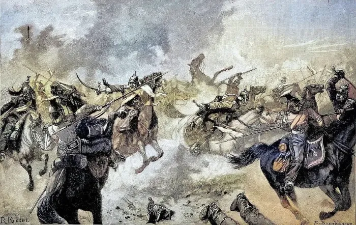 Framed Print : Horsemen fighting on Mars la Tour, France, Situation from the time of the Franco-Prussian War, 1870-1871, Historical, digitally restored reproduction from a 19th century original Framed Print : Horsemen fighting on Mars la Tour, France, Situation from the time of the Franco-Prussian War, 1870-1871, Historical, digitally restored reproduction from a 19th century original