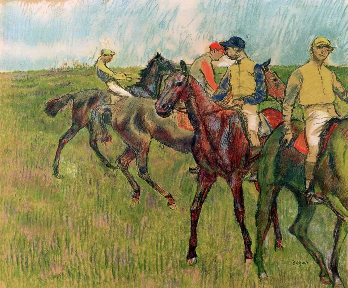 Framed Print : Horses with Jockeys, 1910. Artist: Edgar Degas Framed Print : Horses with Jockeys, 1910. Artist: Edgar Degas