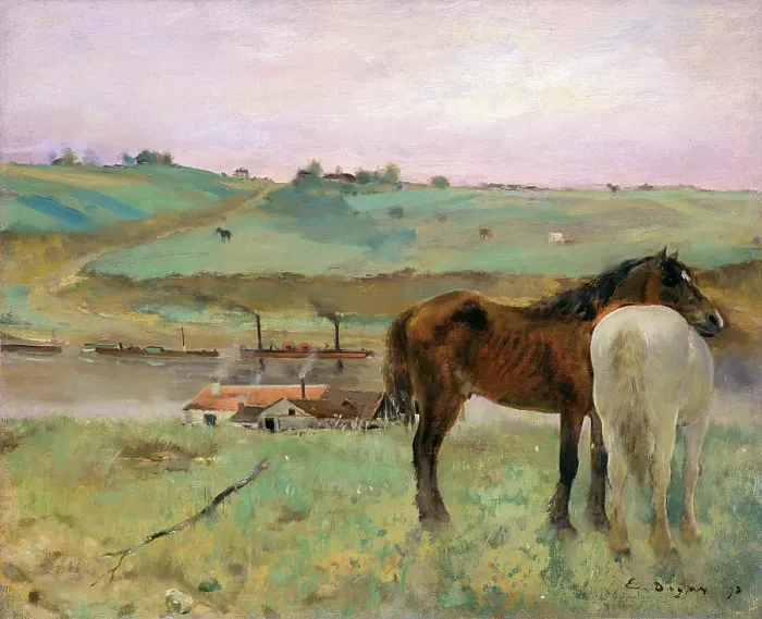 Framed Print : Horses In A Meadow By Degas Framed Print : Horses In A Meadow By Degas