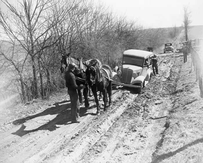 Framed Print : Horses Pulling Truck out of Muddy Road Framed Print : Horses Pulling Truck out of Muddy Road