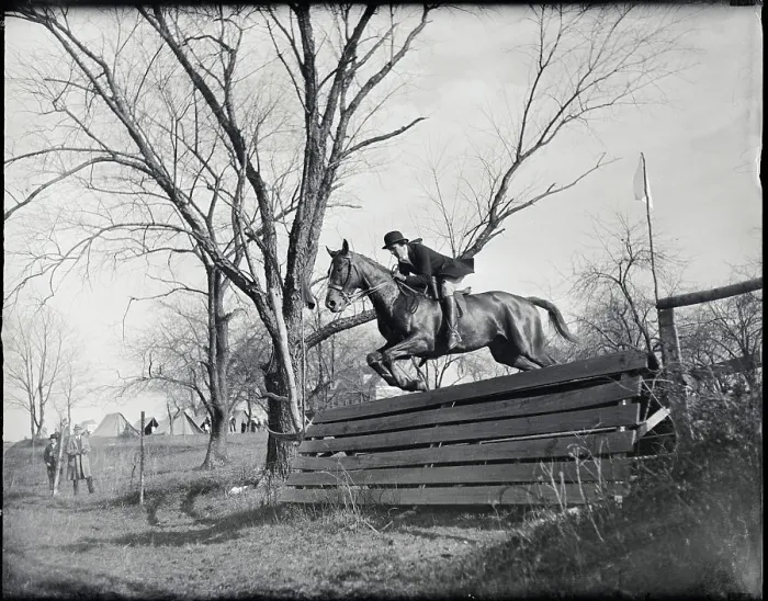 Framed Print : Horsewoman Jumping over Fence Framed Print : Horsewoman Jumping over Fence