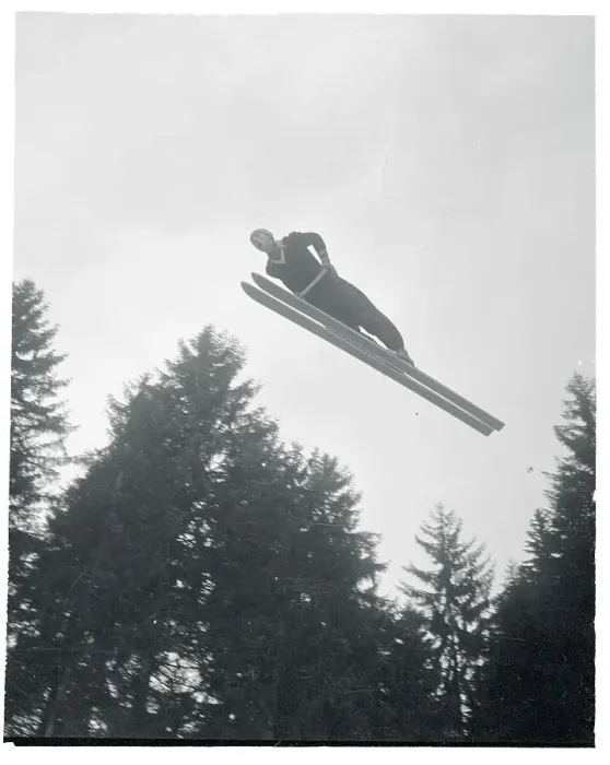 Framed Print : Horst Lasser Performing a Ski Jump Framed Print : Horst Lasser Performing a Ski Jump