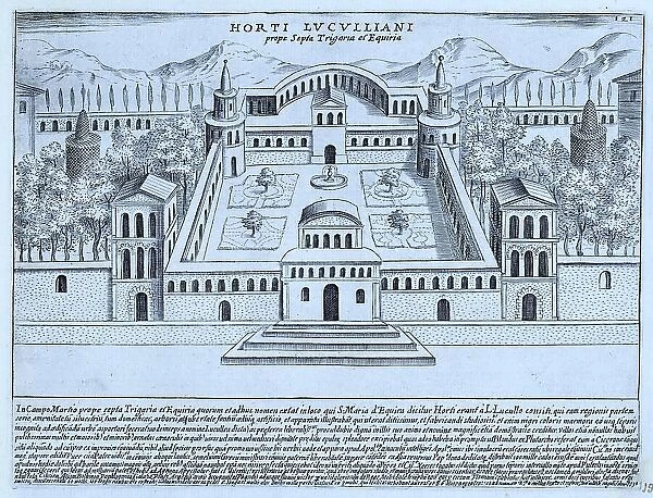 Horti Luculliani (Prope Septa Trigaria Et Equiria), The Gardens of Lucullus, historical Rome, Italy, digital reproduction of a 17th century original, original date not known
