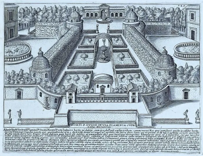 Framed Print : Horti P. Ovidii In Via Flamina Supr (Colles Hortulorum), Gardens of Ovid, historical Rome, Italy, digital reproduction of a 17th century original, original date unknown Framed Print : Horti P. Ovidii In Via Flamina Supr (Colles Hortulorum), Gardens of Ovid, historical Rome, Italy, digital reproduction of a 17th century original, original date unknown