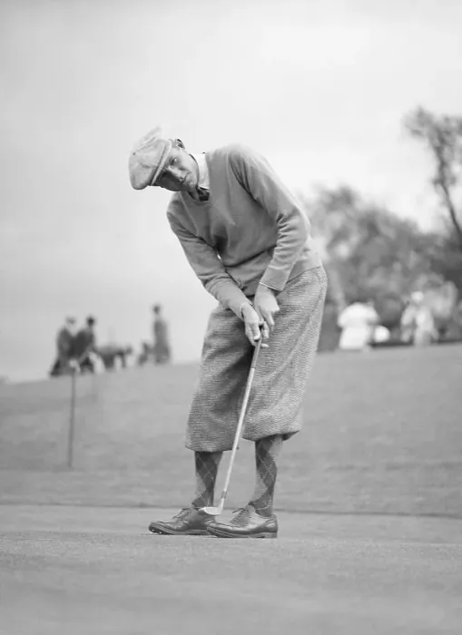 Framed Print : Horton Smith Takes Shot with Club Framed Print : Horton Smith Takes Shot with Club