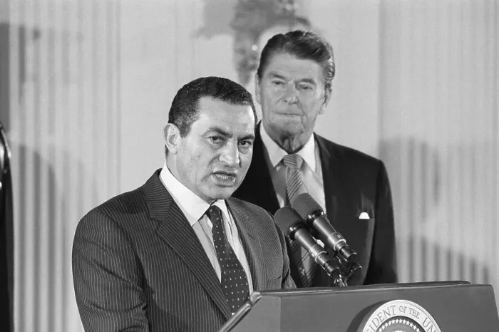 Framed Print : Hosni Mubarak Giving a Speech Framed Print : Hosni Mubarak Giving a Speech