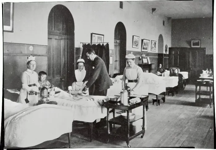 Framed Print : Hospital Scene with Doctor and Nurses Framed Print : Hospital Scene with Doctor and Nurses
