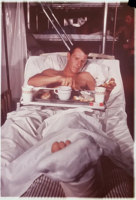 Framed Print : Hospitalized Marine Eating Meal Framed Print : Hospitalized Marine Eating Meal