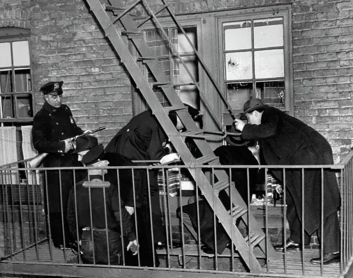 Framed Print : Hostage Negotiation On Fire Escape