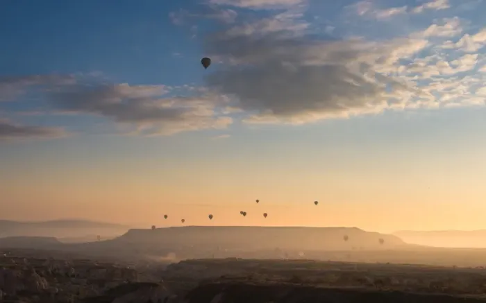 Framed Print : Hot air balloon over cappadocia rock landscape Framed Print : Hot air balloon over cappadocia rock landscape