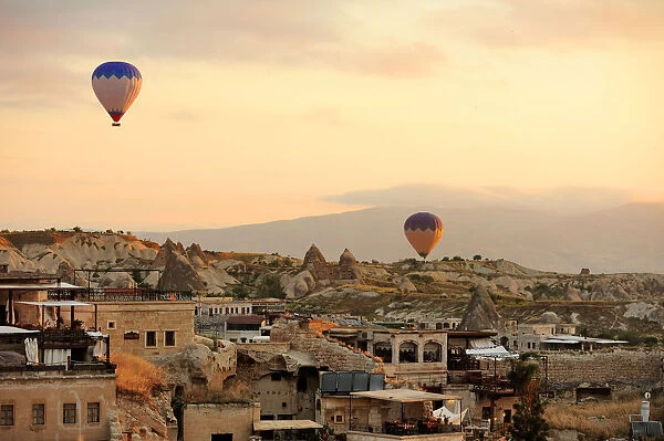 Hot air balloon flying in the morning at Cappadocia