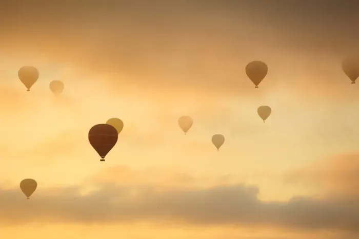 Framed Print : Hot air balloon flying in the morning at Cappadocia Framed Print : Hot air balloon flying in the morning at Cappadocia
