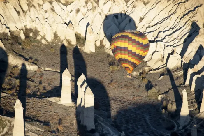 Framed Print : Hot air balloon over Love Valley, Cappadocia