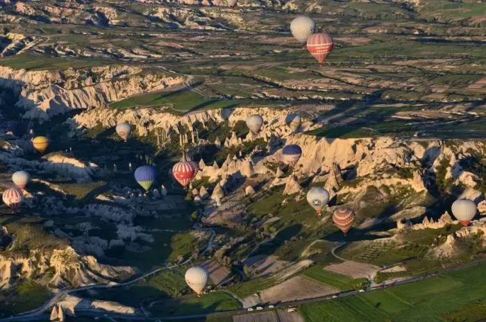 Framed Print : Hot air balloons over Cappadocia