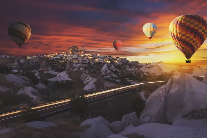 Framed Print : Hot air balloons flying over cappadocia Framed Print : Hot air balloons flying over cappadocia