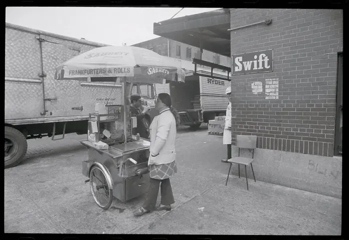 Framed Print : Hot Dog Vendor with One Customer Framed Print : Hot Dog Vendor with One Customer