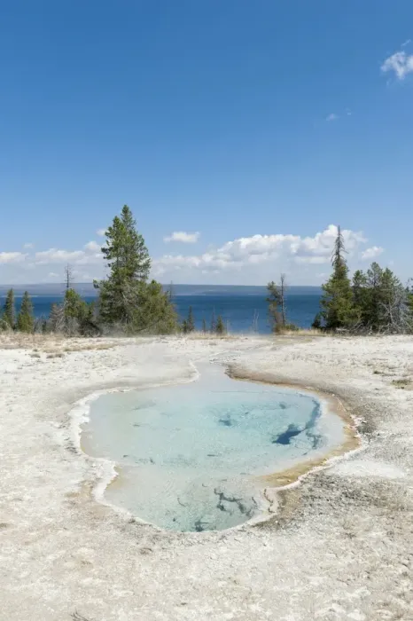 Framed Print : Hot spring, clear water, Perforated Pool, West Thumb, Yellowstone Lake in the background, Yellowstone National Park, Wyoming, Western United States, USA, United States of America, North America Framed Print : Hot spring, clear water, Perforated Pool, West Thumb, Yellowstone Lake in the background, Yellowstone National Park, Wyoming, Western United States, USA, United States of America, North America