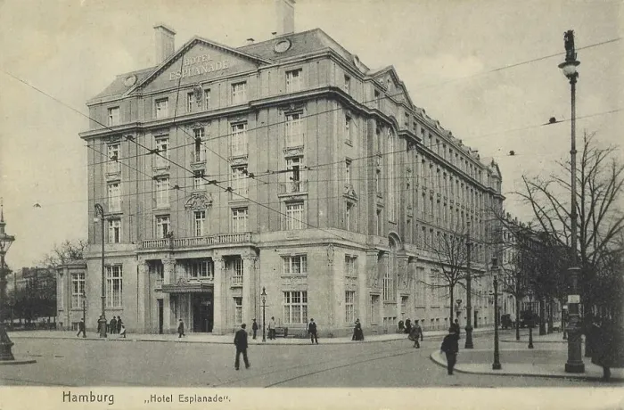 Framed Print : Hotel Esplanade, Hamburg, Germany, postcard with text, view around ca 1910, historical, digital reproduction of a historical postcard, public domain, from that time, exact date unknown Framed Print : Hotel Esplanade, Hamburg, Germany, postcard with text, view around ca 1910, historical, digital reproduction of a historical postcard, public domain, from that time, exact date unknown