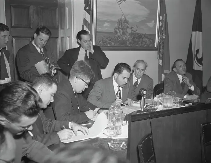 Framed Print : House Un American Activities Committee Members in Session Framed Print : House Un American Activities Committee Members in Session