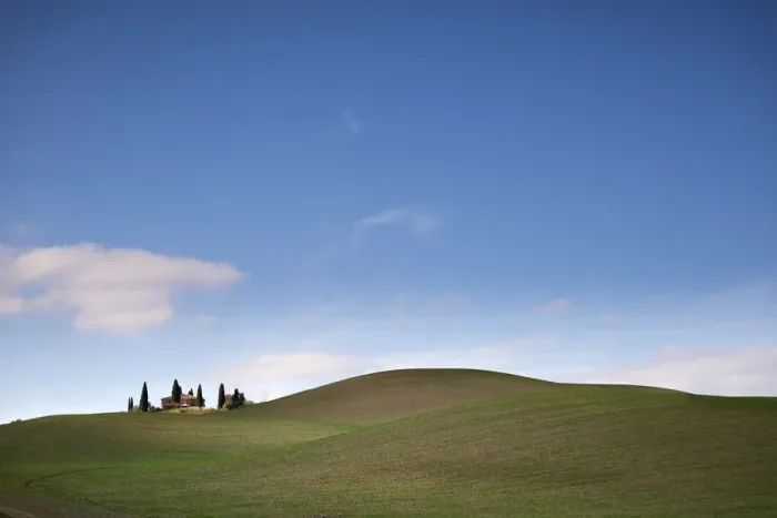 Framed Print : A house with cypress trees amoung landscape of Val d Orcia Framed Print : A house with cypress trees amoung landscape of Val d Orcia